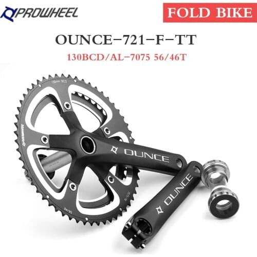 Prowheel 130BCD Folding Bike Crankset 170/172.5mm Crank 46T/56T Chainrings with Bottom bracket Fold Bicycle Parts Aluminum alloy