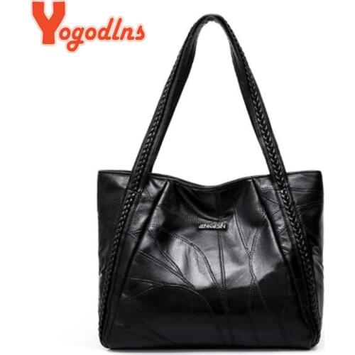 Yogodlns Fashion Trend Soft PU Leather Tote Messenger Bag Women Handbag Genuine Leather Shoulder Bag Casual Shopping Bag Female