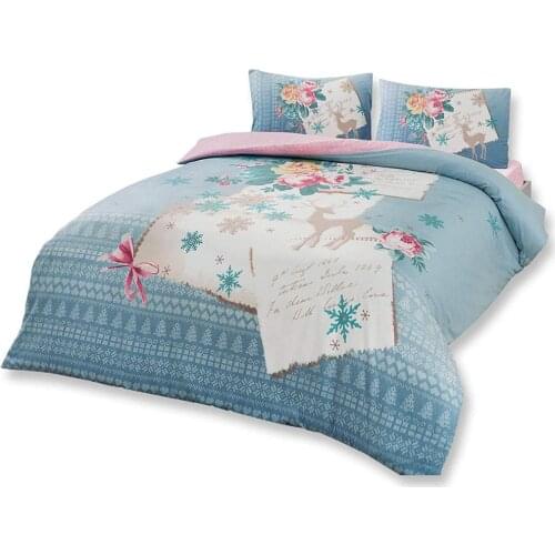 TAC Elias Blue Full/Double/Queen 4 Pieces Bedding Set, 100% Cotton Floral Quilt/Duvet Cover Set with Duvet Cover, F