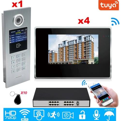 Tuya Smart APP Supported 960P WiFi Video Door Phone IP Video intercom Security Home Access Control System Keypad/IC Card/POE