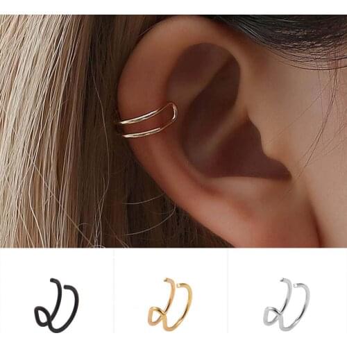 2pc/set Nose Ear Clips Clip-on Wrap Earrings U shaped Ear Cuff Clip No Piercing-Clip Hollow Out U Pattern Punk Rock Body Jewelry