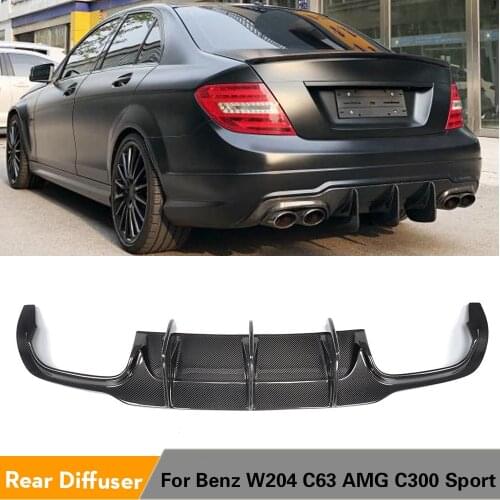Carbon Fiber / FRP Rear Bumper Diffuser Lip Spoiler Diffuser for Mercedes-Benz C-Class W204 C300 C63 AMG Sedan Coupe 2008 - 2014