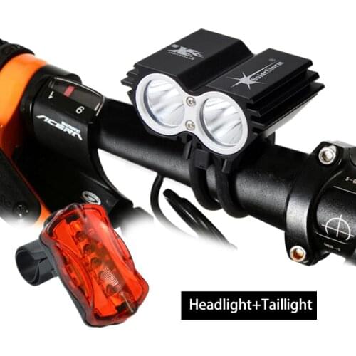 SolarStorm 1000 Lm 2x XM-T6 LED Front Bicycle Bike Light Rechargeable Headlight With 6400mAh Battery Pack+Headband+Charger