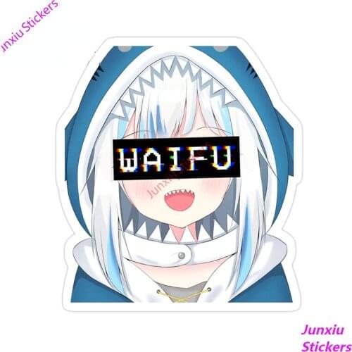 Cartoon Peeker Peek Anime Vinyl Car Sticker Gawr Gura Hololive Decals JDM Camper Window Trunk Bumper Car Accessories PVC13x8cm