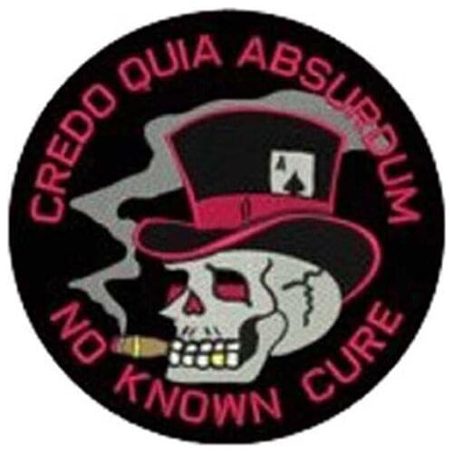 Credo Quia Absurdum Embroidery Patch Made by Twill and Merrow Broder with Iron On Backing Free Shipping by Post