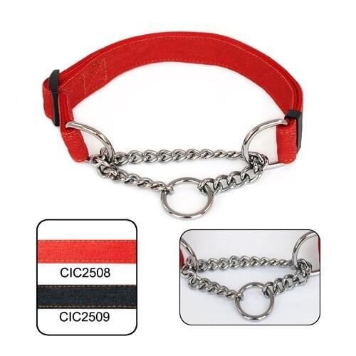 High Quality Pet Dog Collar Denim Material and Premium Welded Steel with Chrome Plating Collars for Medium Dog Pet Supplies