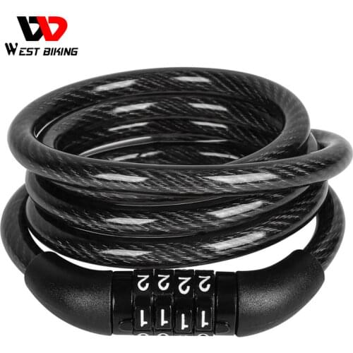 WEST BIKING Bike Lock Safe Computer Locks Tonyon Steel Bicycle Mountain Disc Lock Bicycle Password Cable Cycling Bicycle Lock