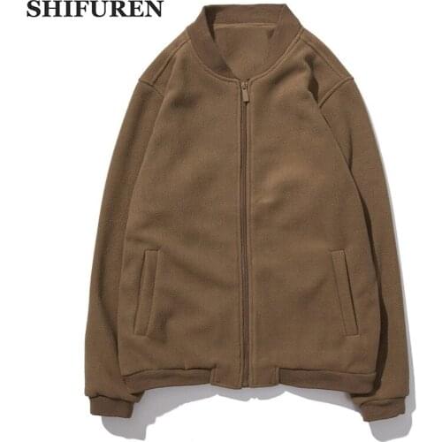 SHIFUREN Winter Warm Fleece Jacket Men Long Sleeve Polar Fleece Coat Outerwear Causal Jaqueta Masculino Full Zip Size S-XXL