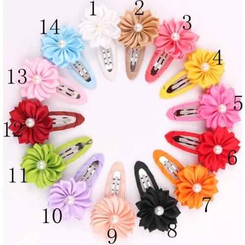 100 pcs/lot 14colors Satin Flower Clips, Easter Clips , Flower Barrette