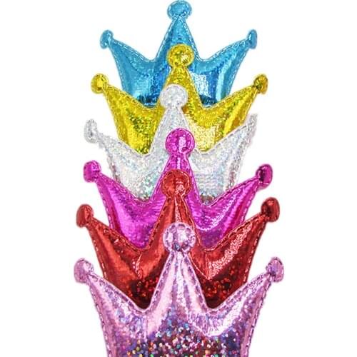 12pcs/lot 8*5.5cm Pu Crown Padded Appliques for Children Headwear Hair clip Accessories and Garment Accessories
