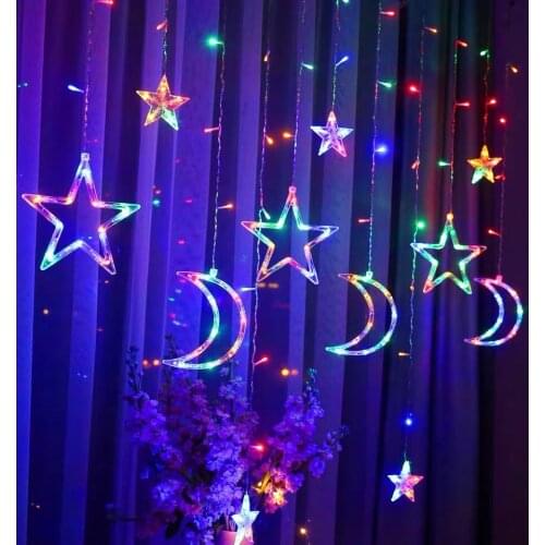 3.5M Star Moon Curtain Light Weeding Decor for Weddings Christmas Party Decor Garland Eid Mubarak Ramadan Decor Party Supplies