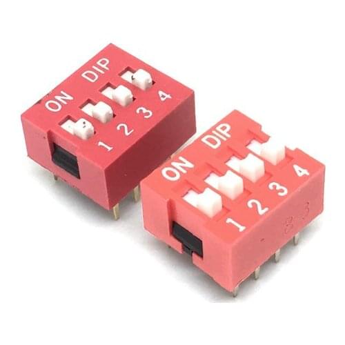 5Pcs Slide Type Switch 2.54mm 4-Bit 4 Position Way DIP Red Pitch