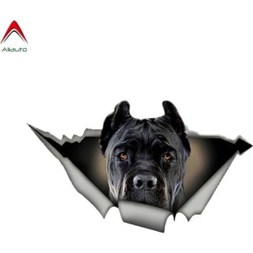 Aliauto Cute Pet Dog Car Stickers Black Cane Corso 3D Torn Metal PVC Decal Waterproof Automobiles Styling Bumper,13cm*8cm