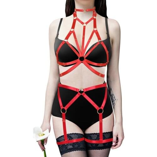 Harness Body Fashion Strappy Chest Bondage Gothic Sexy Women Erotic Lingerie Set Punk Adjustable Stockings Harajuku Sword Belt