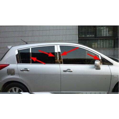 Free shipping car styling stickers for 2005-2010 Nissan TIIDA pillar trim kluger stainless steel decorative sequins high quality