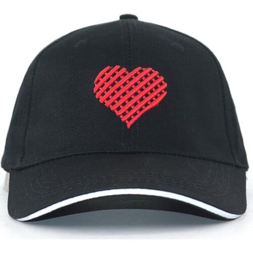 3D bone embroidery red heart fashion baseball cap unisex cotton adjustable black hip hop dad hat new snapback hats