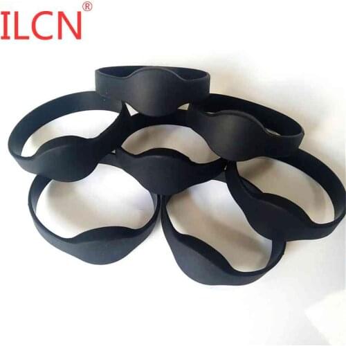 125khz ID Wristband Bracelet Silicone Waterproof Keyfob RFID Band Read Only No Printed Black EM4100 TK4100 Access Control 2Pcs