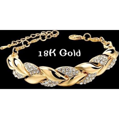Trendy Bracelet Full Rhinestone Women Wristband Jewelry Gold Color Leaf Shape Crystal Bangle Wristlet Fashion Party Gifts NEW