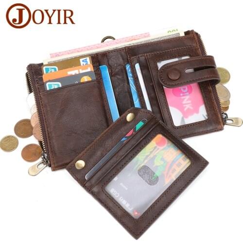 JOYIR Genuine Leather RFID Wallet Coin Purse Short Male Money Bag Portomonee Male Card Holder Wallet Leather Wallet For Men