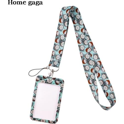 DB493 Homegaga Cute Fruit Card ID Card Holder Coconut Ribbon Key Straps Cell Phone Key Ring ID Badge Holder