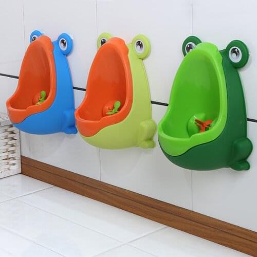 Baby Boy Potty Training Seat Frog Childrens Pot Wall-Mounted Urinal for Boys Portable Toilets Connectable Water Pipe