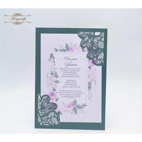 Corner design hollow flower laser cut wedding party invitation card