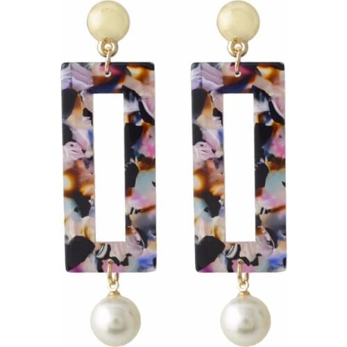 Elegant Rectangle Acrylic oorbellen Long Pearl Drop Earrings for Women Ladies Wedding Party Statement Earring brincos femininos