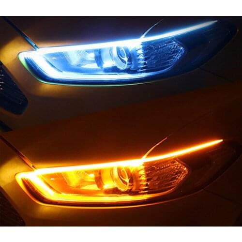 2PCS 60 cm Flexible LED Strip Light Waterproof Car Headlight Strips LED Daytime Running Light Turn Signal Strip Brake Lights