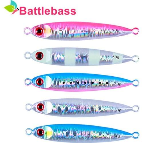 Deep sea slow jigging lure seafishing casting jig artificial glow luminous bait 80g 100g Battlebass boat fishing jig lures