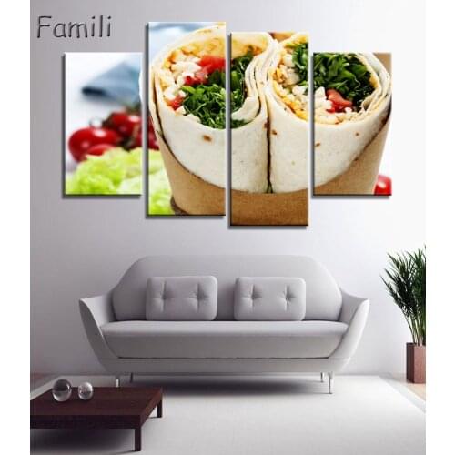 HD Print Canvas Painting For Living Room Modern Home Wall Art Canvas Paintings Small Size Pizza 4Pcs/set Food Print Poster