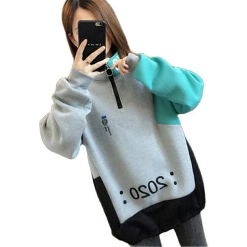 Korean Womens Hoodies 2020 new Spring Autumn Jacket Loose Zipper ladies Sweatshirts Coat M236