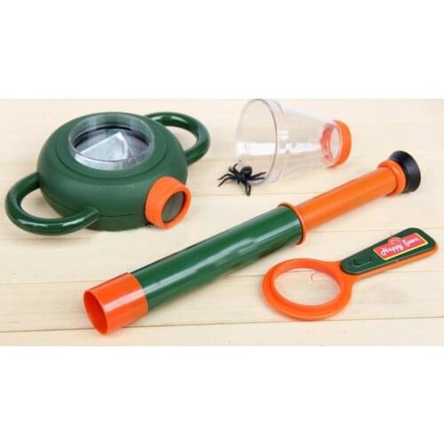 Kindergarten Children Insect Watcher Storage Box Magnifying Glass Telescope Suit Kit Exploration Science Outdoor Toys 2021