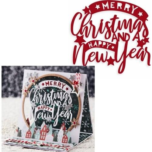 Merry Christmas And A New Year Metal Cutting Dies Fancy Decorative Phrase Die Cuts For Card Making DIY New 2019 Crafts Cards