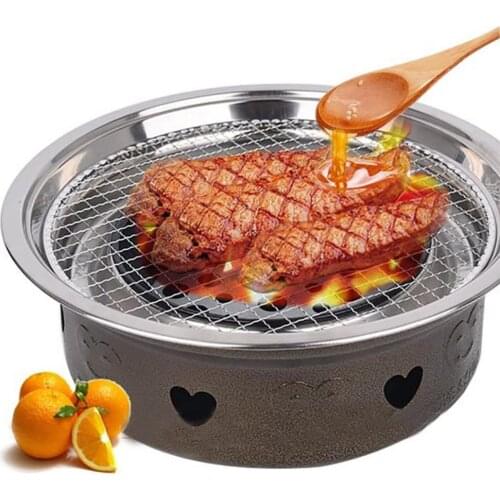 Multifunction Portable Round Stainless Steel BBQ Grill Roast Reusable Mesh Net Non-stick Barbecue Baking Pan