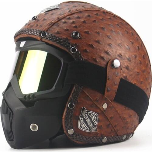 Vintage motorcycle helmets Retro Scooter helmet Men womens 3/4 Moto casco Goggles Mask cycling MOTO helmets