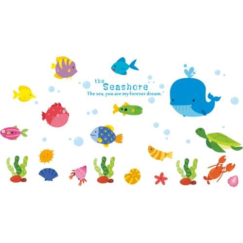 Seabed Fish Bubble coral Wall Sticker Cartoon Wall Sticker For Kids Rooms Bathroom Home Decor Nursery quarto Decals Poster