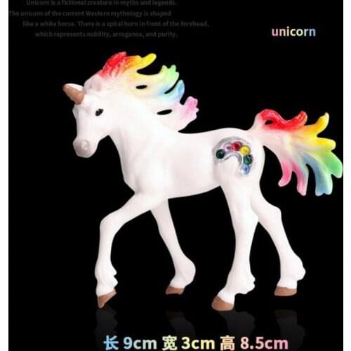 New Collection Static Simulation Animal Model Mythology Legend God Horse running with drill Small Unicorn Plastic Toy