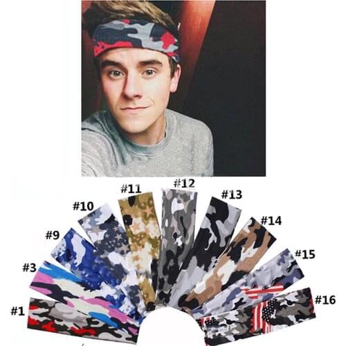 New Arrivals Mens Hip Hop Camouflage Headwear Male Headband Stretch Cotton Headband Headdress Hair Accessories