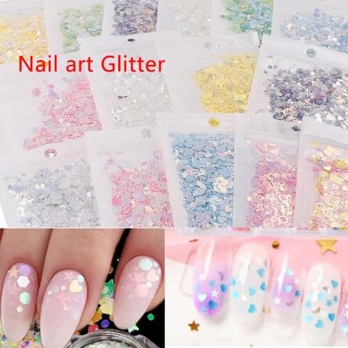 10g Mixed Peach Heart Star Sequin Glitter Nail Mermaid Sequins Nail Art Glitter DIY Sequins Nail Art Tips Decoration