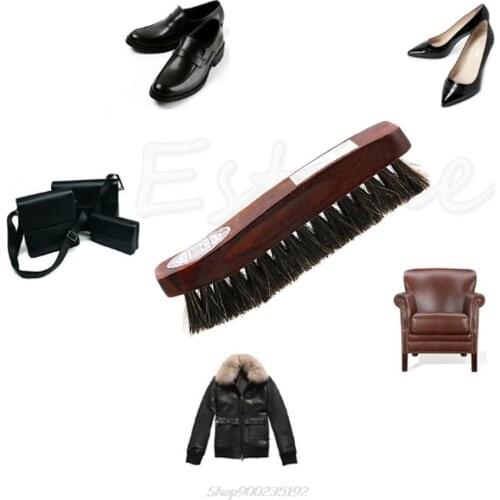 Professional Natural Bristle Horse Hair Shoe Shine Polish Buffing Brush Wooden Jy25 20 Dropship