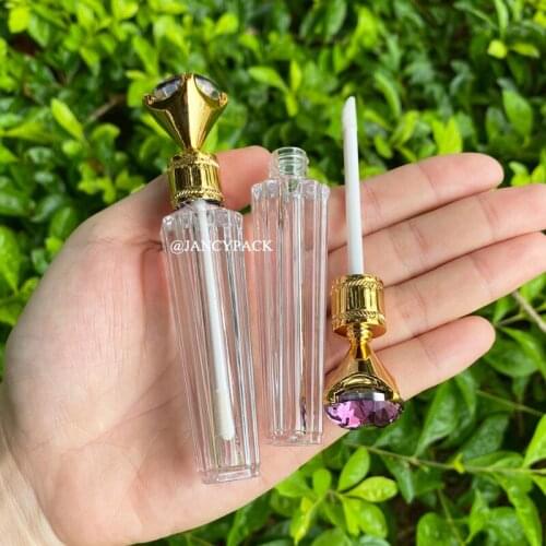 Luxury diamond Lipgloss Containers Tubes Round Clear Cosmetic Lipgloss Tube Packaging Lip Gloss Tubes with Wands
