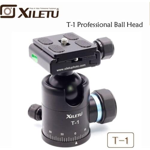 Xiletu T-1 Aluminum Tripod Monopod Ball Head with Quick Release Plate 1/4" Screw For Canon Nikon Sony Fujifilm DSLR