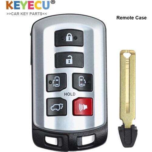 KEYECU Smart Keyless Remote Shell Case 6 Button for Toyota Sienna 2011 2012 2013 2014 2015 2016 2017 2018 2019 2020 - HYQ14ADR