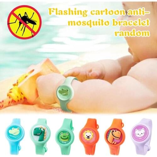 Cute Cartoon Anti-Mosquito Wristband Outdoor Reusable Baby Mosquito Repellent Wristband with Flash Light B88