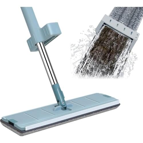Creative Hand Free Self Wringing Dry Wet Mop Floor Cleaner with Microfiber Pad 360 Degree Swivel Dust Cloth for Hardwood
