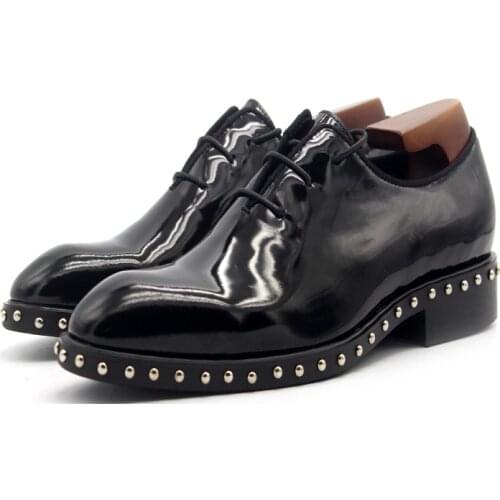 New genuine leather lace up rivet shoes for men oxford shoes formal men shoes