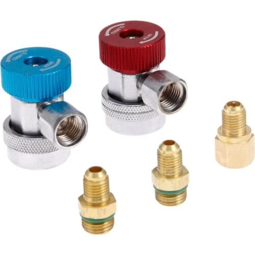 Yetaha 2Pcs Adjustable Quick Coupler High/Low Fittings R134A HVAC with Extractor Valve Core M14 and 1/4" SAE Brass
