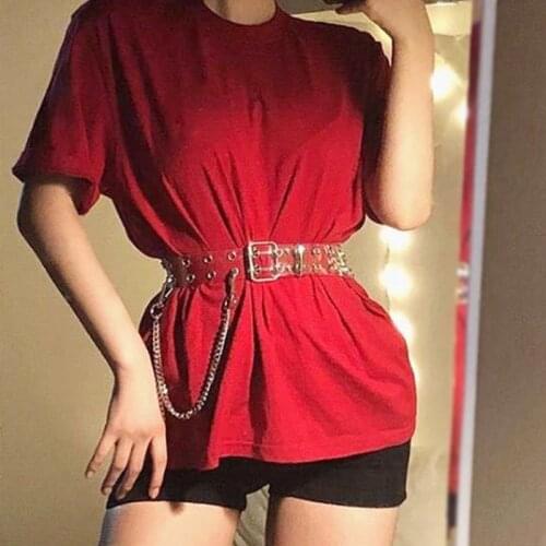 New Fashion Women Transparent Belt with Chain Two Row Hole PVC Clear Pin Buckle Female Waist Strap Punk Trousers Jeans Belts