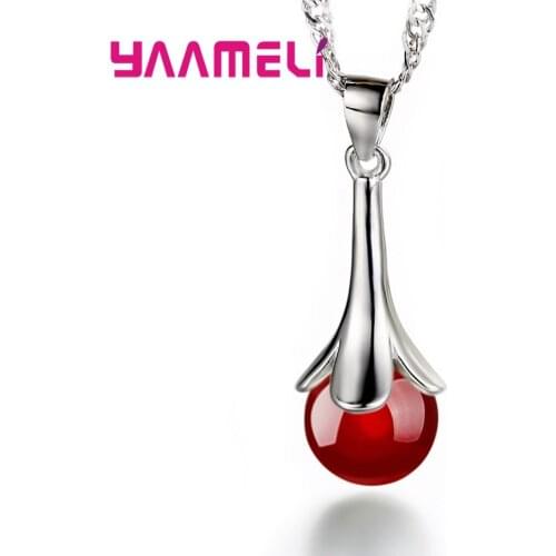 Women New Romantic Flower Shape Jewelry Sets Hot Fashion Pure 925 Sterling Silver Clear Red Black Crystal Earrings & Necklace