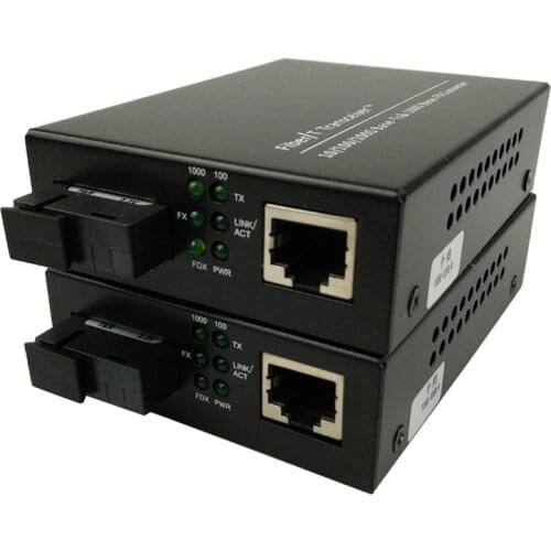 1 double 1000Base 1.25G SC Netlink 20Km Fiber Optical media converter singlemode Simplex Optic RJ45 20KM Fiber Optic Transceiver
